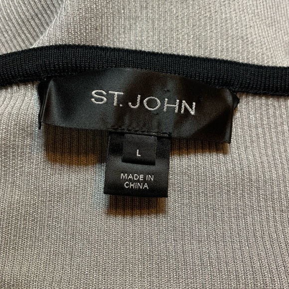 St John Women’s Hidden Button Up Sweater Wool Blend Black/Gray/Cream Sz Large U1 - Picture 3 of 8